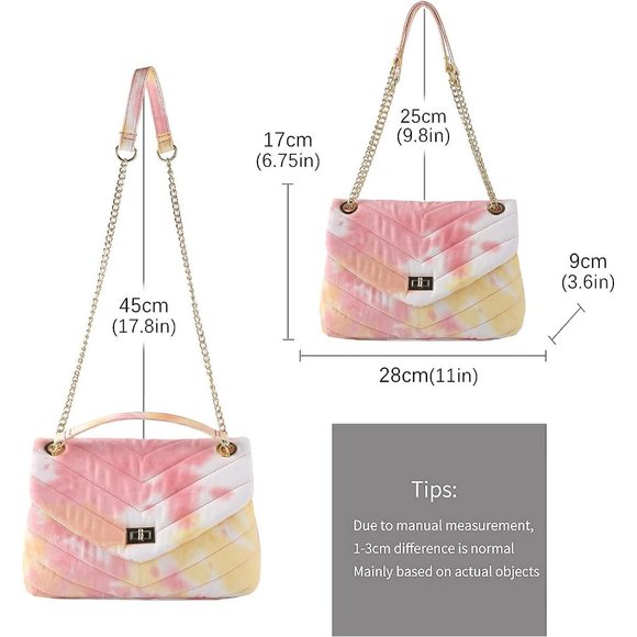 Women Quilted Denim Chain Shoulder Bag with Flap - Picture 2 of 6